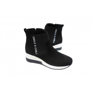 Skórzane botki sneakersy na koturnie 5 cm